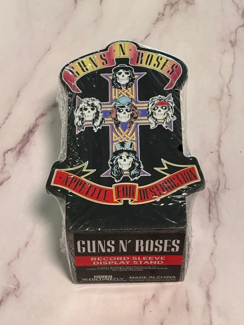 Guns N Roses Appetite For Destruction LP Record Sleeve Wooden Display Stand